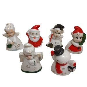 Commodore Vintage 1950'S Japan Christmas Santa Placecard holders #3010 6 pieces